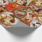 ヴィンテージビクトリアンバレンタインデーのコラージュ ラッピングペーパー (角)