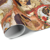 ヴィンテージビクトリアンバレンタインデーのコラージュ ラッピングペーパー (ロールコーナー)