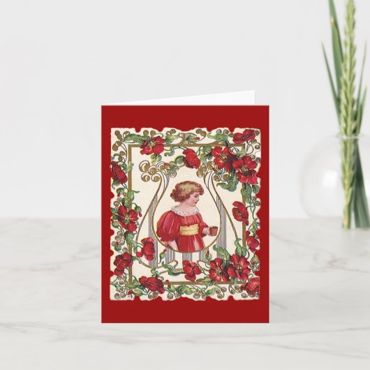 ヴィンテージビクトリアンバレンタインデーのバラ シーズンカード (正面)