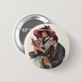 ヴィンテージビクトリアンバレンタインデーの恋と恋 缶バッジ (正面&裏面)