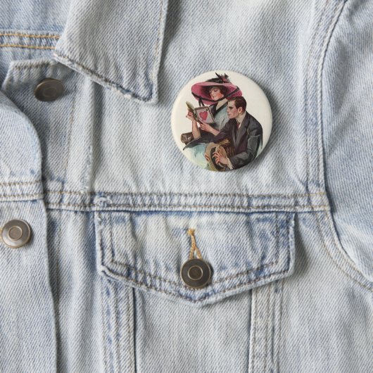 ヴィンテージビクトリアンバレンタインデーの恋と恋 缶バッジ (インサイチュ)