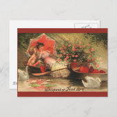 ヴィンテージビクトリアンバレンタインデーケルブハート シーズンポストカード (正面/裏面)