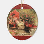 ヴィンテージビクトリアンバレンタインデーケルブハート セラミックオーナメント (左)