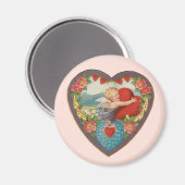 ヴィンテージビクトリアンバレンタインデーチェルブハート マグネット (正面/裏面)