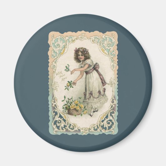 ヴィンテージビクトリアンバレンタインデーバラ マグネット (正面)