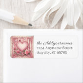 ヴィンテージビクトリアンバレンタインデーフローラハート ラベル (インサイチュ)