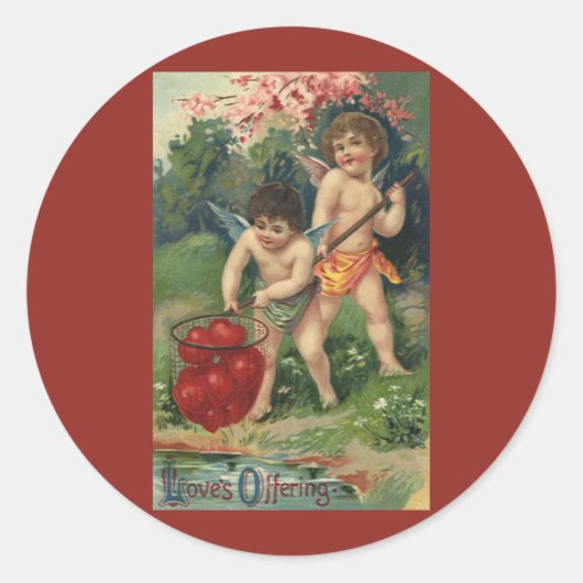 ヴィンテージビクトリアンバレンタインデー愛の提供 ラウンドシール (正面)