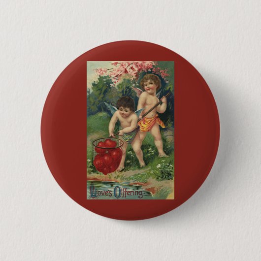 ヴィンテージビクトリアンバレンタインデー愛の提供 缶バッジ (正面)