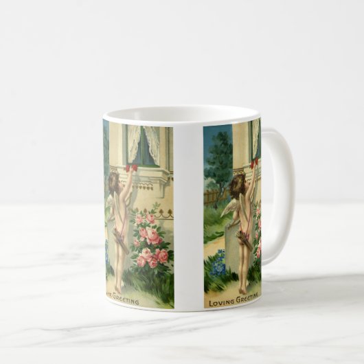 ヴィンテージビクトリアンバレンタインデー，エンジェルハート コーヒーマグカップ (正面右)