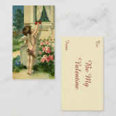 ヴィンテージビクトリアンバレンタインデー，エンジェルハート ノートカード (正面/裏面)