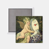 ヴィンテージビクトリアンバレンタインデー、エンジェルラブバード マグネット (正面/裏面)