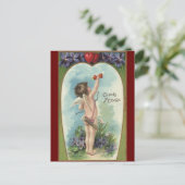 ヴィンテージビクトリアンバレンタインデー,キューピッドのメッセージ シーズンポストカード (スタンド正面)