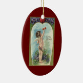 ヴィンテージビクトリアンバレンタインデー，キューピッドのメッセージ セラミックオーナメント (右)