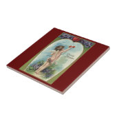 ヴィンテージビクトリアンバレンタインデー,キューピッドのメッセージ タイル (側面)