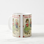 ヴィンテージビクトリアンバレンタインデー,シャイな子ども コーヒーマグカップ (正面左)