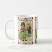 ヴィンテージビクトリアンバレンタインデー,シャイな子ども コーヒーマグカップ (左)