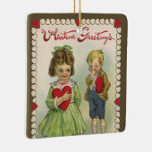 ヴィンテージビクトリアンバレンタインデー,シャイな子ども セラミックオーナメント (右)