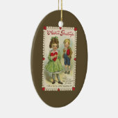 ヴィンテージビクトリアンバレンタインデー，シャイな子ども セラミックオーナメント (右)