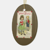 ヴィンテージビクトリアンバレンタインデー，シャイな子ども セラミックオーナメント (左)
