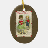 ヴィンテージビクトリアンバレンタインデー，シャイな子ども セラミックオーナメント (裏面)