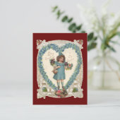 ヴィンテージビクトリアンバレンタインデー、ハートリース シーズンポストカード (スタンド正面)