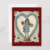 ヴィンテージビクトリアンバレンタインデー、ハートリース シーズンポストカード (正面/裏面)