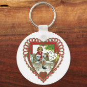 ヴィンテージビクトリアンバレンタインデー、ハート キーホルダー (裏面)