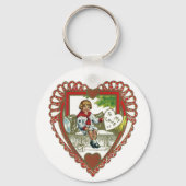 ヴィンテージビクトリアンバレンタインデー、ハート キーホルダー (裏面)