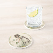 ヴィンテージビクトリアンバレンタインデー、バラ付き女の子 コースター (側面)