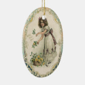 ヴィンテージビクトリアンバレンタインデー、バラ付き女の子 セラミックオーナメント (右)