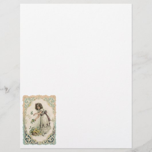 ヴィンテージビクトリアンバレンタインデー、バラ付き女の子 チラシ (正面)