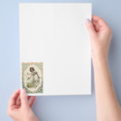 ヴィンテージビクトリアンバレンタインデー、バラ付き女の子 チラシ (手)