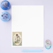 ヴィンテージビクトリアンバレンタインデー、バラ付き女の子 チラシ (シングル)