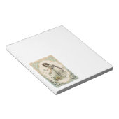 ヴィンテージビクトリアンバレンタインデー、バラ付き女の子 ノートパッド (アングル)