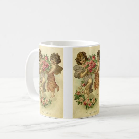 ヴィンテージビクトリアンバレンタインデー,天使のバラ コーヒーマグカップ (正面左)