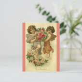 ヴィンテージビクトリアンバレンタインデー，天使のバラ シーズンポストカード (スタンド正面)