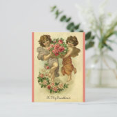 ヴィンテージビクトリアンバレンタインデー，天使のバラ シーズンポストカード (スタンド正面)