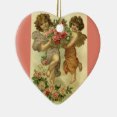 ヴィンテージビクトリアンバレンタインデー，天使のバラ セラミックオーナメント (右)