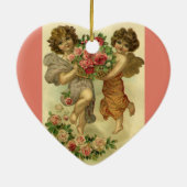 ヴィンテージビクトリアンバレンタインデー，天使のバラ セラミックオーナメント (裏面)