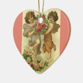 ヴィンテージビクトリアンバレンタインデー，天使のバラ セラミックオーナメント (左)
