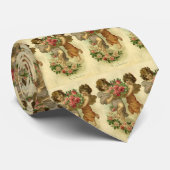 ヴィンテージビクトリアンバレンタインデー，天使のバラ ネクタイ (ロール)