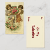 ヴィンテージビクトリアンバレンタインデー，天使のバラ ノートカード (正面/裏面)
