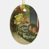 ヴィンテージビクトリアンバレンタインデー,女の子とバラ セラミックオーナメント (裏面)