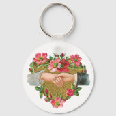 ヴィンテージビクトリアンバレンタインデー、手w花 キーホルダー (正面)