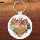 ヴィンテージビクトリアンバレンタインデー、手w花 キーホルダー (正面)