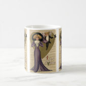 ヴィンテージビクトリアンバレンタインデー、紫の女性 コーヒーマグカップ (中央)