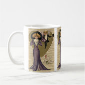 ヴィンテージビクトリアンバレンタインデー、紫の女性 コーヒーマグカップ (左)