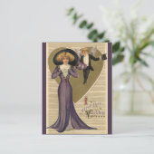 ヴィンテージビクトリアンバレンタインデー、紫の女性 シーズンポストカード (スタンド正面)