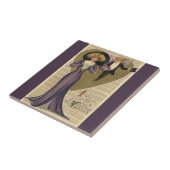 ヴィンテージビクトリアンバレンタインデー、紫の女性 タイル (側面)