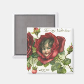 ヴィンテージビクトリアンバレンタインデー、顔バラ マグネット (正面/裏面)